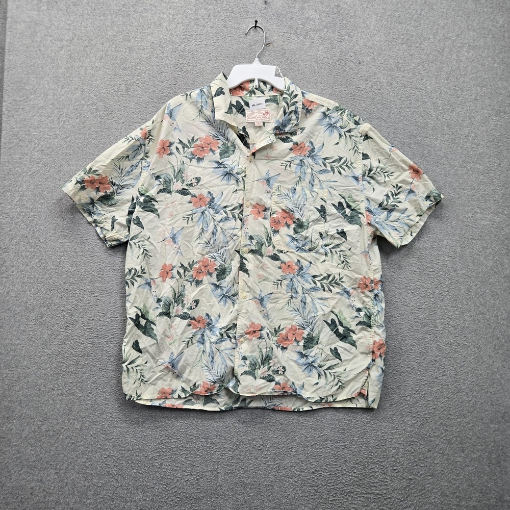 American Eagle Outfitters Men Button Up Shirt XL Cream Shirt Floral Print